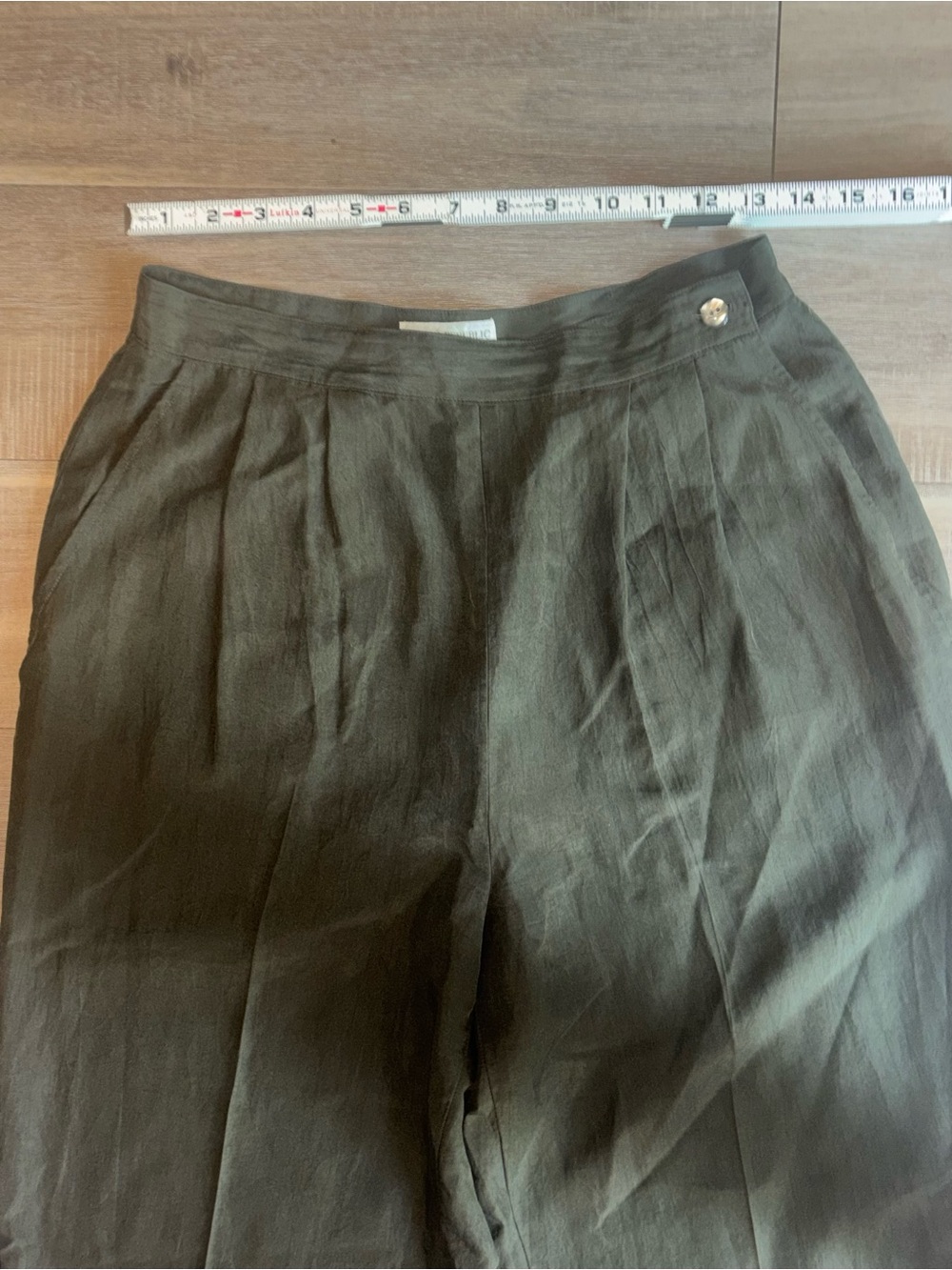 Vintage 80s Banana Republic Silk Trousers Pleated Safari Khaki Olive Pants - Picture 6 of 8